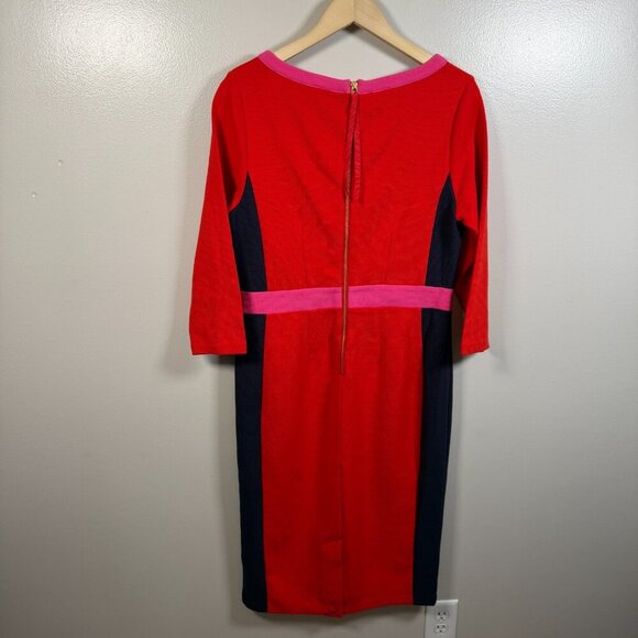 Boden Leah Ottoman Sheath Colorblock Dress Size 10 Knee Length Career Work Red - Picture 3 of 10